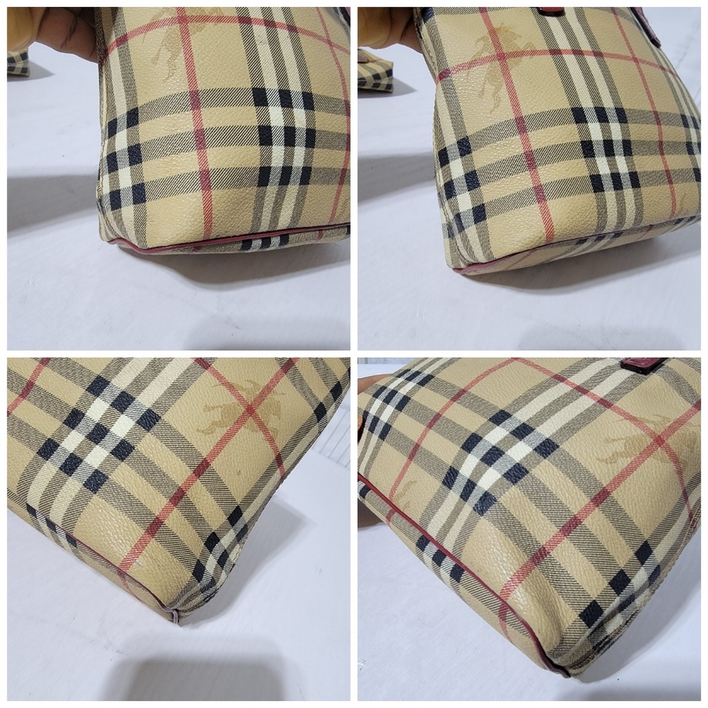 Authentic BURBERRY Haymarket Check Small Tote Red - Picture 10 of 11